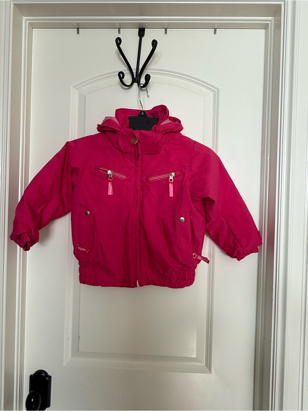 Spyder Kids Hooded Ski Jacket in Bright Fuchsia